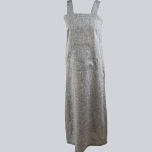 An Image of a Strappy Grey Long Linen Dress