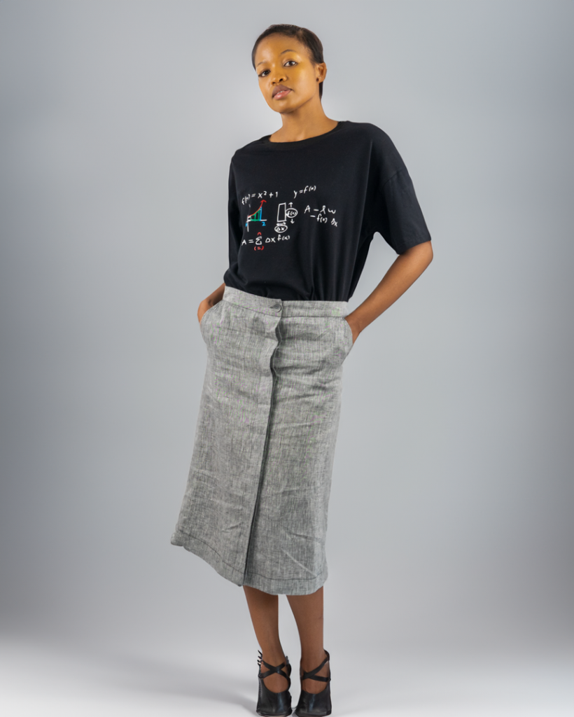 An image of a woman wearing a skirt