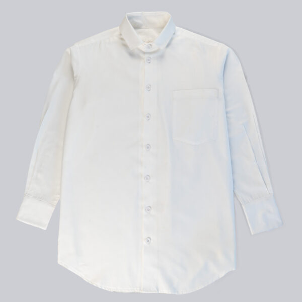 a front view of a white shirt with front pocket
