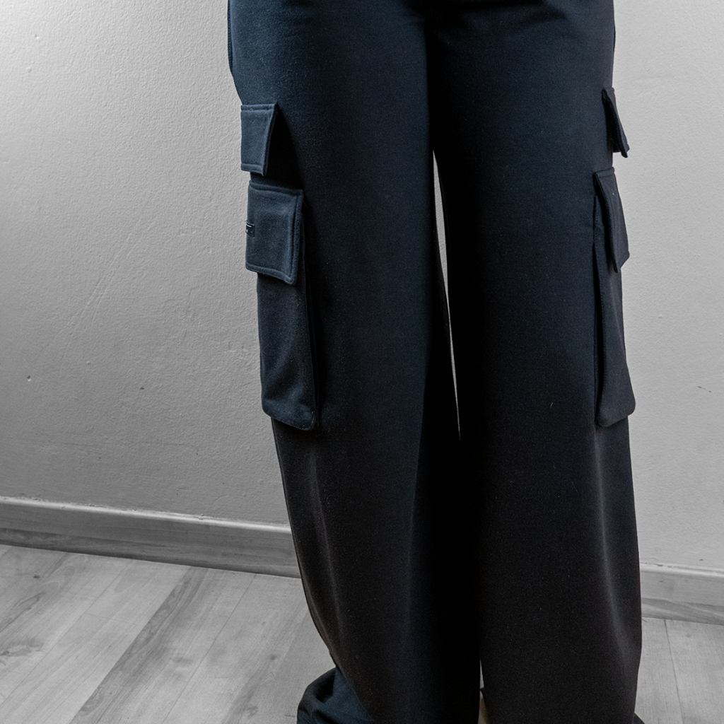 Wide Leg Knit Cargo Utility Pants front