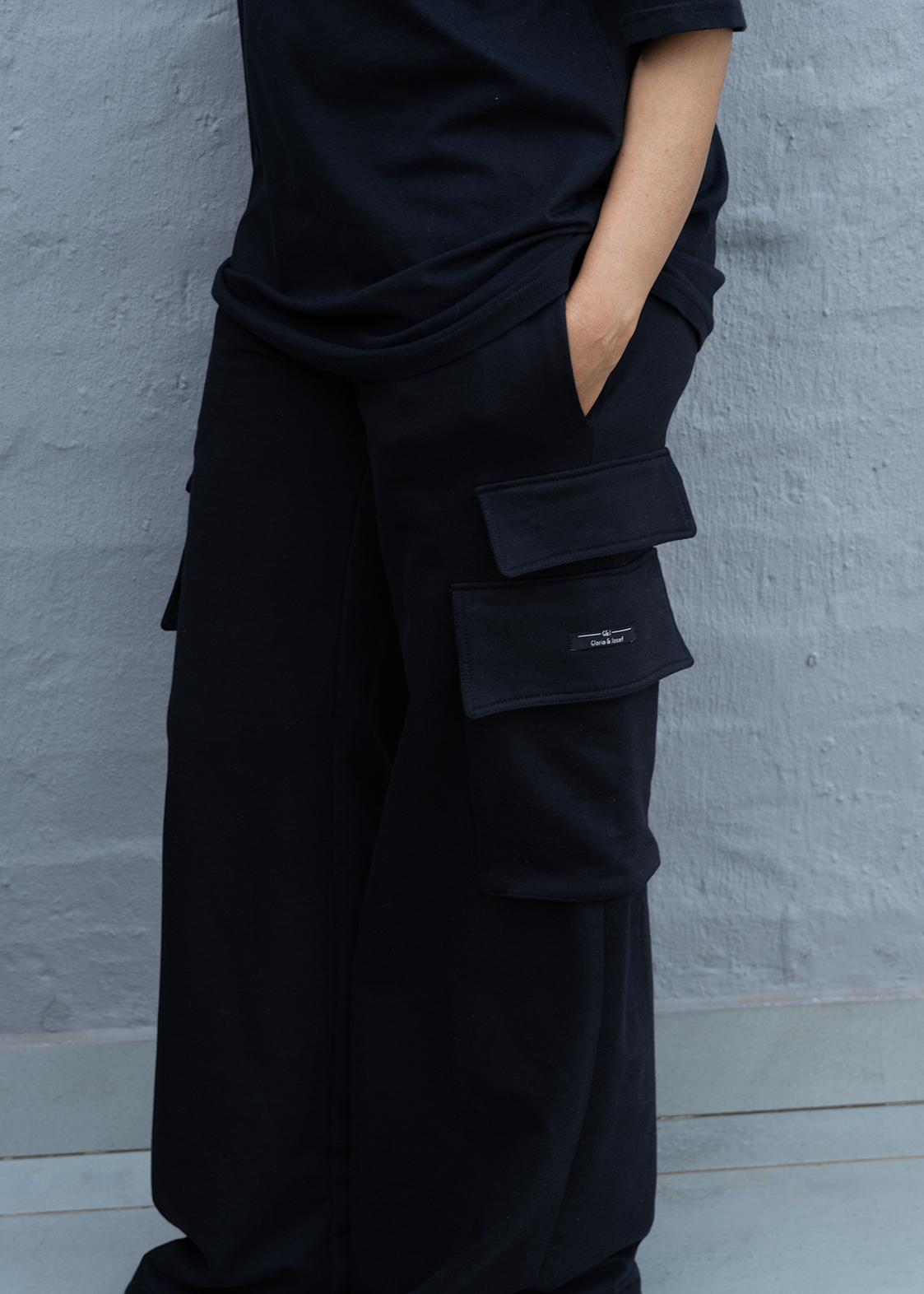 Wide Leg Knit Cargo Utility Pants side