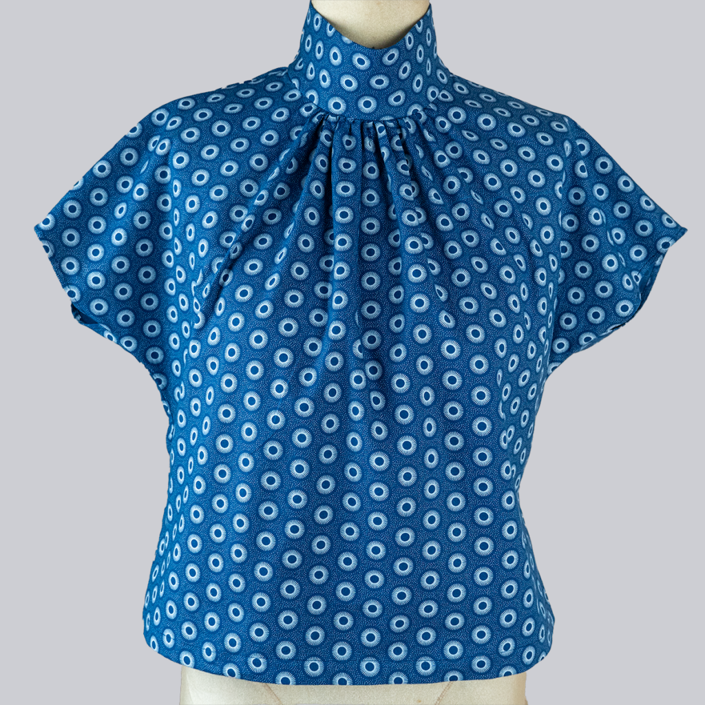 Minimalist High Collar Top for Women in Seshweshwe print